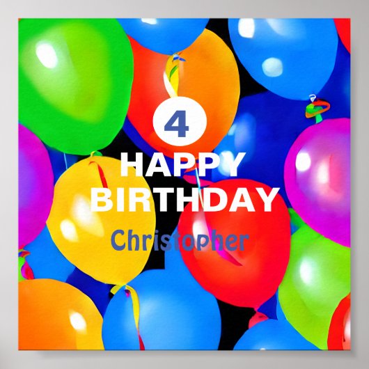 Colorful Birthday-ballonnen Poster (Voorkant)