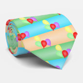 Colorful Birthday Balloons Patroon Stropdas (Opgerold)