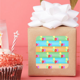 Colorful Birthday Balloons Patroon Vierkante Sticker