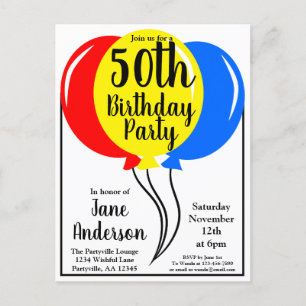 Colorful Birthday Balloons vijfde Uitnodiging Briefkaart