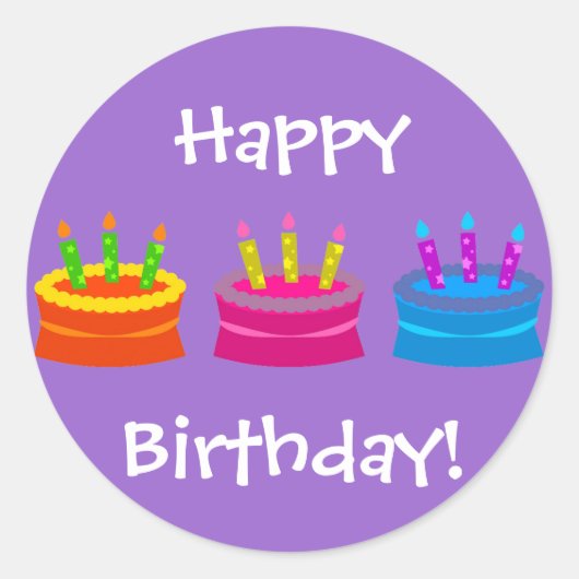 Colorful Birthday Cakes Ronde Sticker (Voorkant)