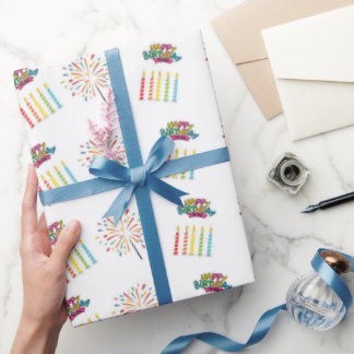Colorful Birthday Candle Wrapping Paper  Cadeaupapier
