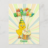 Colorful Birthday Chicken Cartoon