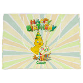 Colorful Birthday Chicken Cartoon Groot Cadeauzakje (Voorkant)