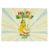 Colorful Birthday Chicken Cartoon Groot Cadeauzakje (Achterkant)