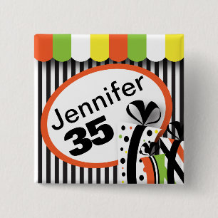 Colorful Birthday Fun Vierkante Button 5,1 Cm