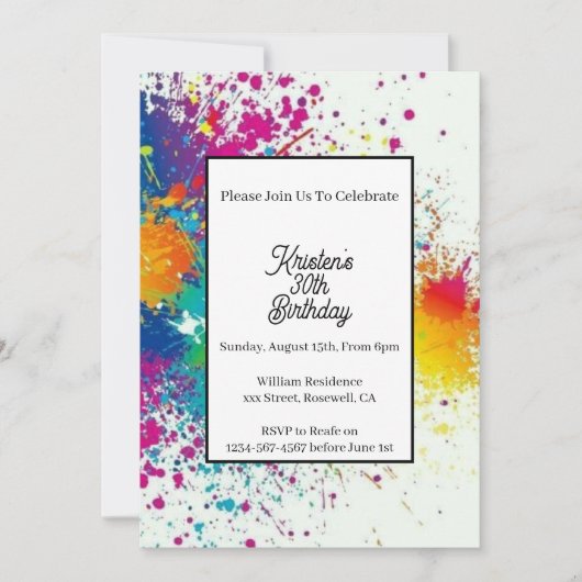 Colorful Birthday Invitation Kaart (Voorkant)