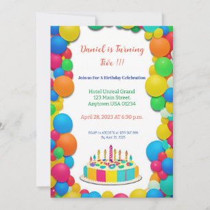 Colorful Birthday Invitation Kaart