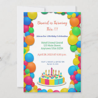 Colorful Birthday Invitation Kaart