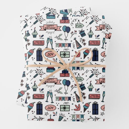 Colorful Birthday Pattern Inpakpapier Vel (In situ)