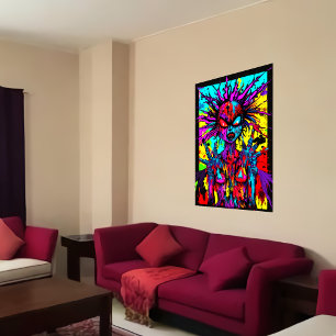 Colorful bizarre demonportret AI Art. Poster