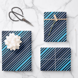 Colorful Black Blue Winter Spring Summer Stripes Inpakpapier Vel