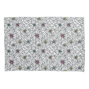 Colorful Black + White Daisies Pattern Kussensloop