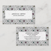 Colorful Black + White Daisy Pattern Professional Visitekaartje (Voorkant / Achterkant)