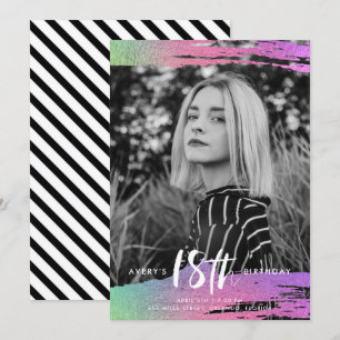 Colorful Black White foto 18th Birthday Kaart