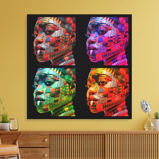 Colorful Black Women Stretched Canvas Print (Insitu (Woonkamer))