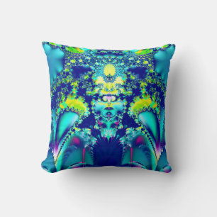 Colorful Blue Abstract Fractal Kussen
