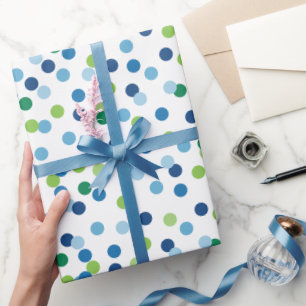 Colorful Blue en Green Stippen Boys Modern Cadeaupapier