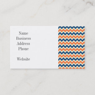 Colorful Blue en Oranje Chevron Stripes Zig Zags Visitekaartje