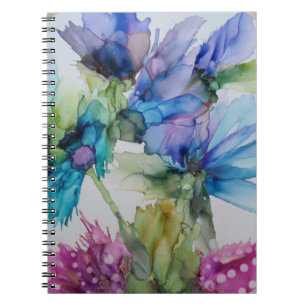 Colorful Blue Paars Pink Green Floral Art Notitieboek