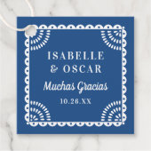 Colorful Blue Papel Picado Wedding Bedankjes Labels (Voorkant)