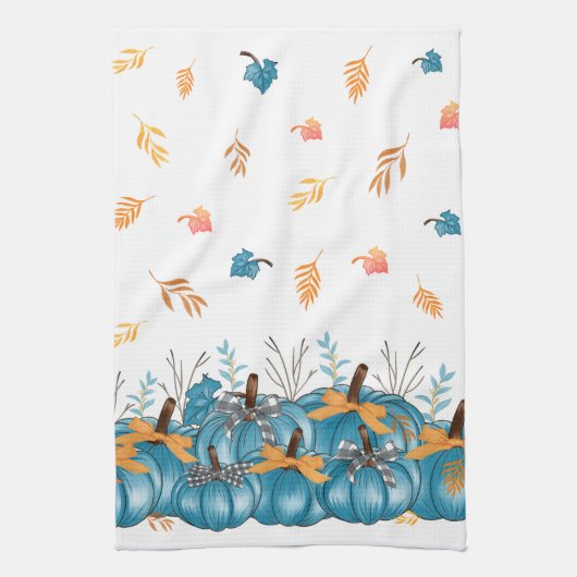Colorful Blue Pumpkins Kitchen Towel Theedoek (Verticaal)
