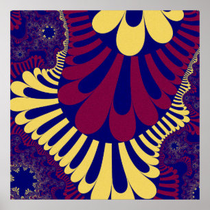 Colorful Blue, Red en Yellow Fractal Poster