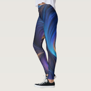 Colorful Blue Swirl Pattern Leggings