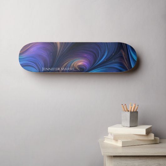 Colorful Blue Swirl Pattern Skateboard (Muurkunst (Horizontaal))