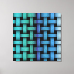 Colorful Blue Weave Pattern Canvas Geometric Art
