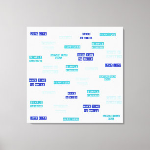 Colorful Blue White Text Happy Motivatie Quottes Canvas Afdruk