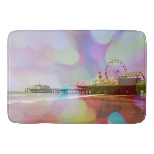 Colorful Blurry Bokeh Santa Monica Pier Badmat