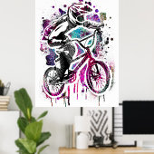 Colorful Bmx-Poster - Bmx Bike-fiets - Retro Poster (Thuiskantoor)
