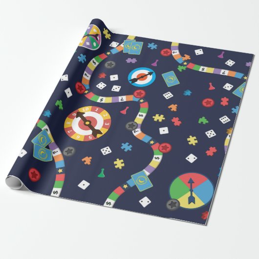 Colorful Board Game Pattern Wrapping Paper Cadeaupapier (Uitgerold)