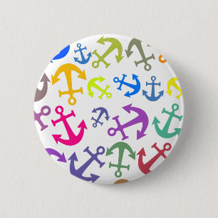 Colorful Boat Anchor Pattern Ronde Button 5,7 Cm