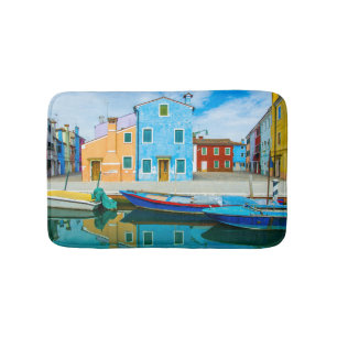 Colorful Boat Scene Venetian Lagoon Badmat