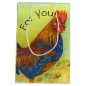 Colorful Boerderij Rooster Medium Cadeauzakje (Achterkant)