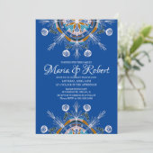 Colorful Bohemian Mandala Blue Boho Wedding Kaart (Staand voorkant)