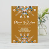 Colorful Bohemian Mandala Mustard Boho Wedding Kaart (Staand voorkant)