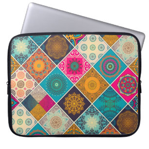 Colorful Bohemian Mandala Patchwork Laptop Sleeve