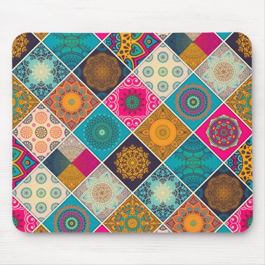 Colorful Bohemian Mandala Patchwork Muismat (Voorkant)