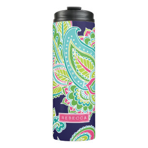 Colorful Bohemian Paisley Monogram Thermosbeker