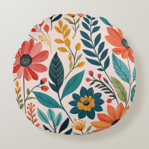 Colorful Boho Floral Rond Kussen