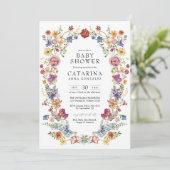 Colorful Boho Flowers Baby shower Kaart (Staand voorkant)