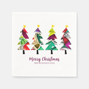 Colorful Boho kerstbomen Pattern Servet