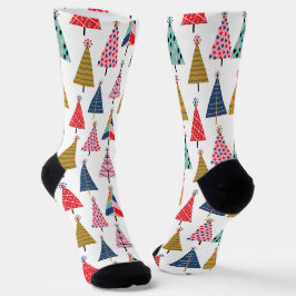 Colorful Boho kerstbomen Pattern Socks Sokken