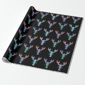 Colorful Boho Lobsters Patroon Black Cadeaupapier (Uitgerold)