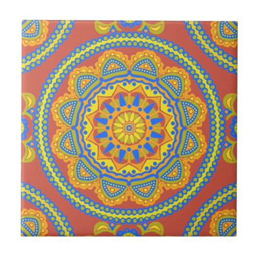 Colorful Boho Moroccan Ceramic Tile Tegeltje (Voorkant)