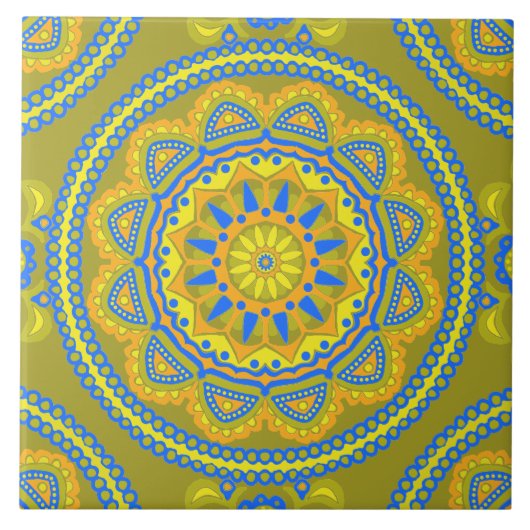 Colorful Boho Moroccan Ceramic Tile Tegeltje (Voorkant)