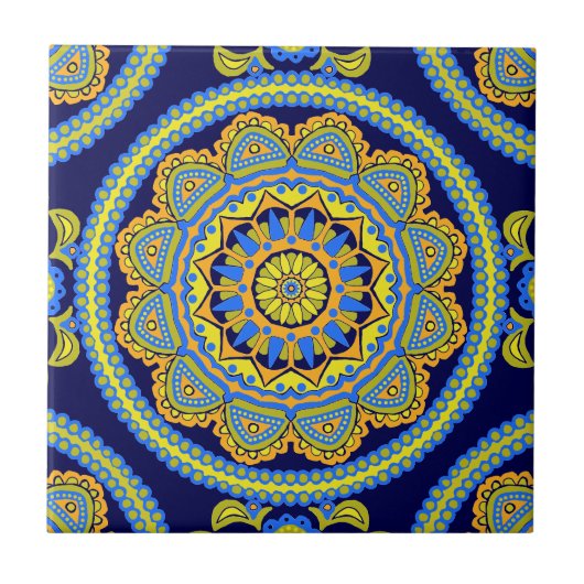 Colorful Boho Moroccan Ceramic Tile Tegeltje (Voorkant)